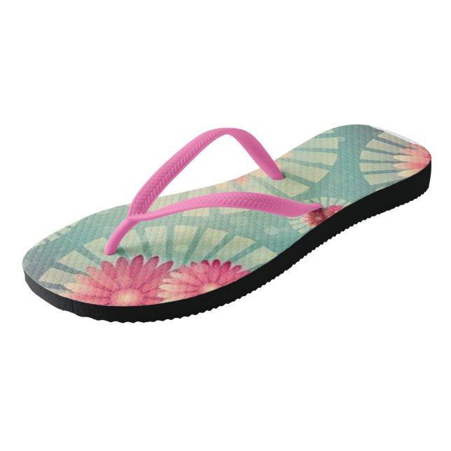 Sandálias Flip Floral Flores Modernas Alças Finas (Inclinado)