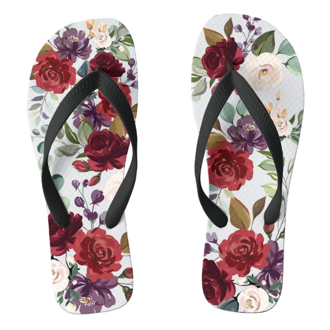 Sandálias Flipflop Rosas brancas Douradas Geométri (Pé da cama)