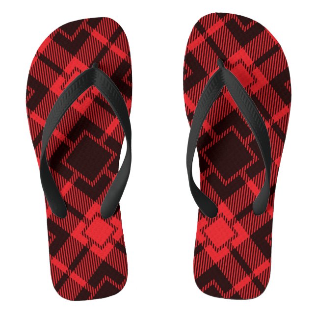 Sandálias xadrez com padrão de diamante vermelho (Pé da cama)