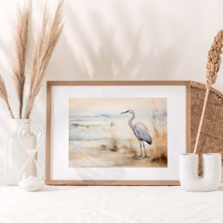 Sandhill Crane Watercolor Impressão