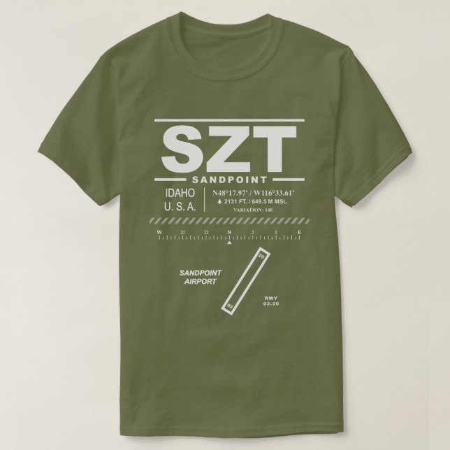 Sandpoint Airport SZT T T-Shirt (Frente do Design)