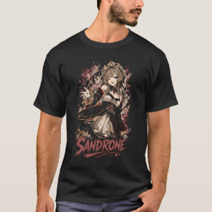Sandrone Genshin Arte 03 Camiseta Preta Básica