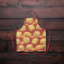 Sanduíches de gourmet e batatas fritas vermelhas