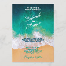 Sandy Beach, Ocean Waves Convites para Casamento