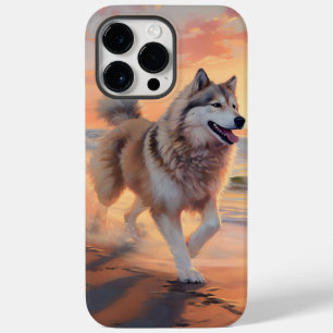 Sandy Paws Alaskan Malamute Dog em Beach Sunset