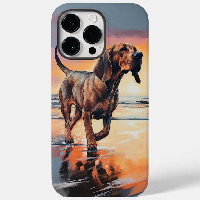 Sandy Paws Bloodhound Dog em Beach Sunset (Verso)