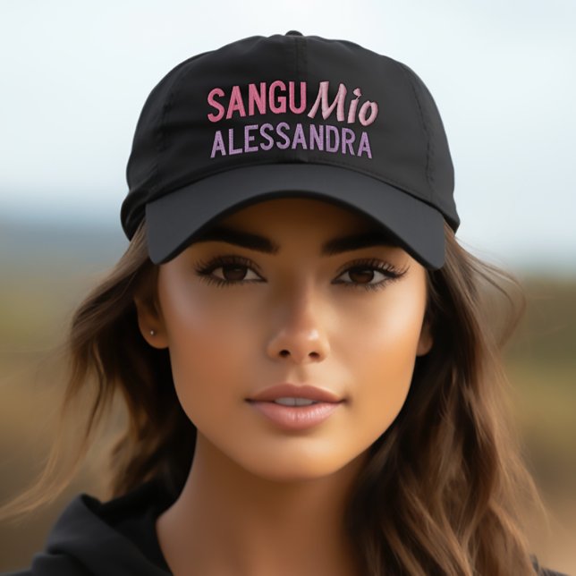Sango Mio personalizado boné bordado (Sangu Mio Personalized Baseball Cap
Old Sicilian Saying "My Blood",
an affectionate term for family.)