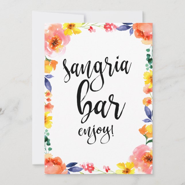 Sangria Barato Boho Sinal de Casamento Floral (Frente)