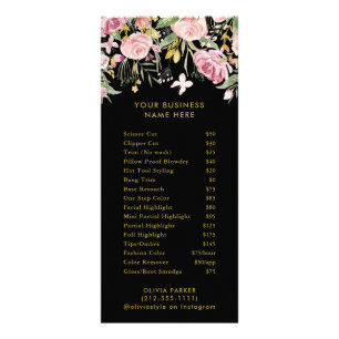 Sangue de Aquarela Menu Serviço Lista de Preços