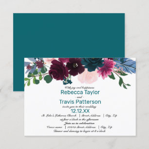 Sangue Floral de Teal - Convite para Casamento/Rec