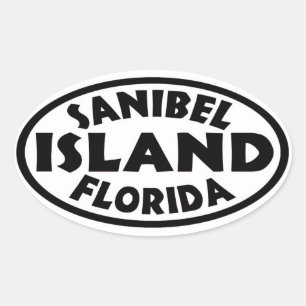 Sanibel Island Flórida adesivos brancos e pretos 