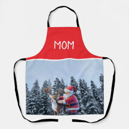 Santa and Rudolf Mom Chef All-Over Print Apron
