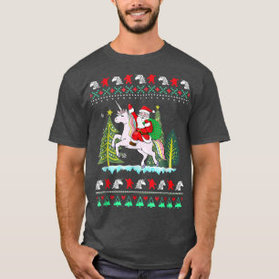 Santa Claus Andando na Camisa de Natal do Unicórn