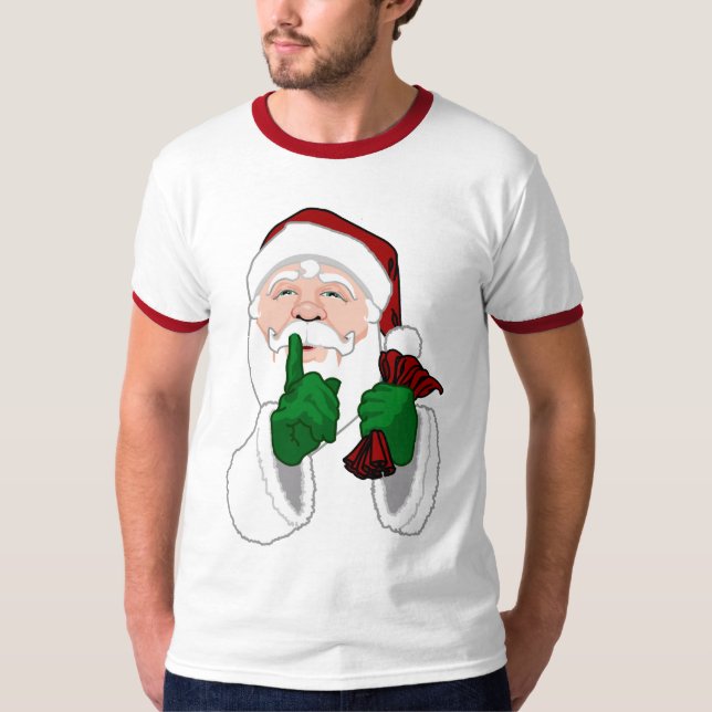 Santa Clause Ringer T-Shirt Papais noeis Festivos  (Frente)