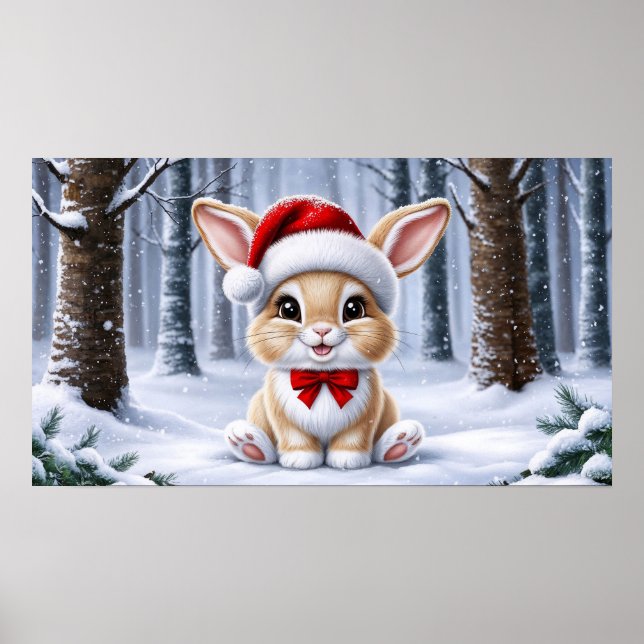 Santa Hat Bunny Poster (Frente)