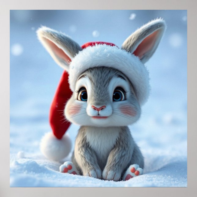 Santa Hat Bunny Poster (Frente)