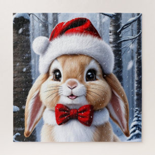 Santa Hat Bunny Quebra-cabeça