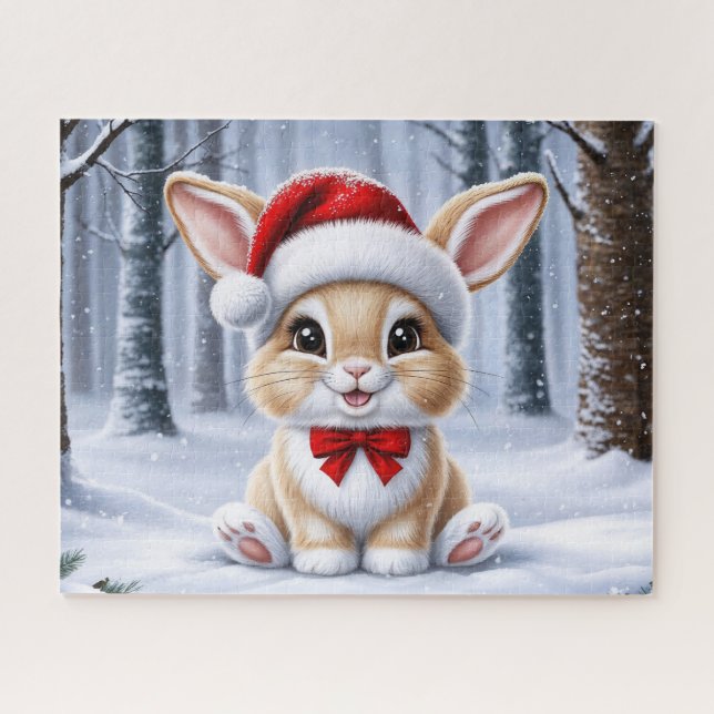 Santa Hat Bunny Quebra-cabeça (Horizontal)