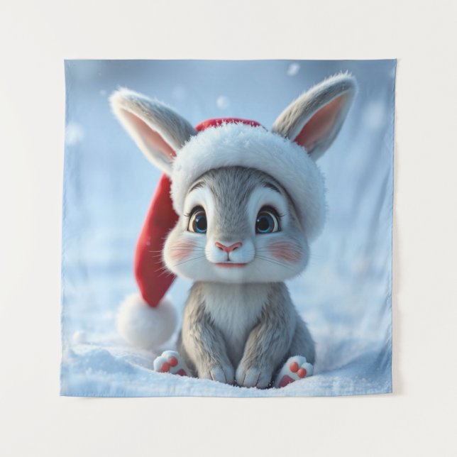 Santa Hat Bunny Tapeçaria (Frente)