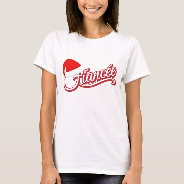Santa Hat Fiancée T-Shirt White (Frente)