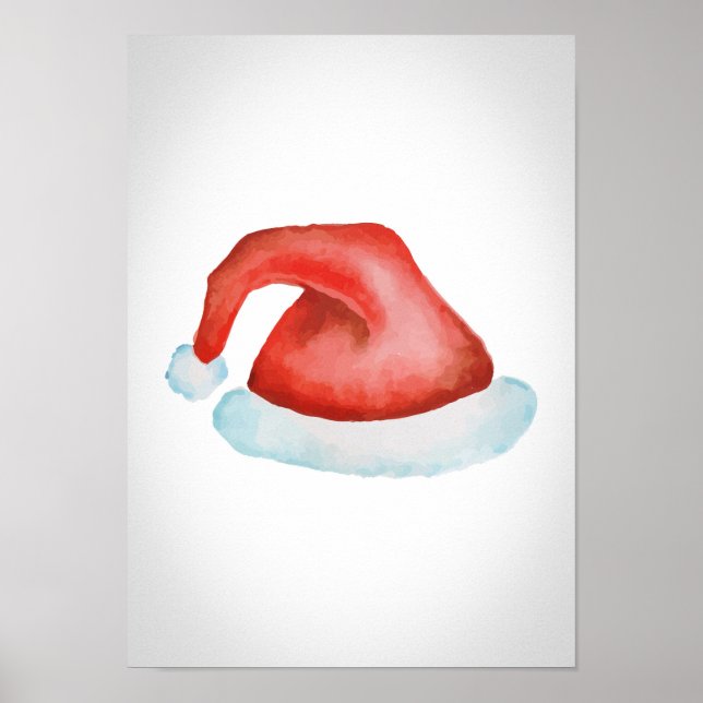 Santa hat poster - design de aquarela (Frente)