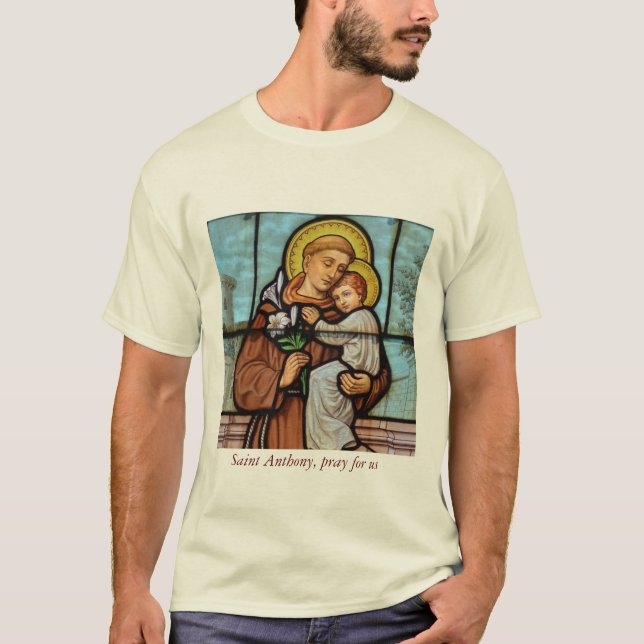 Santo Anthony reze para nós camisa religiosa catól (Frente)