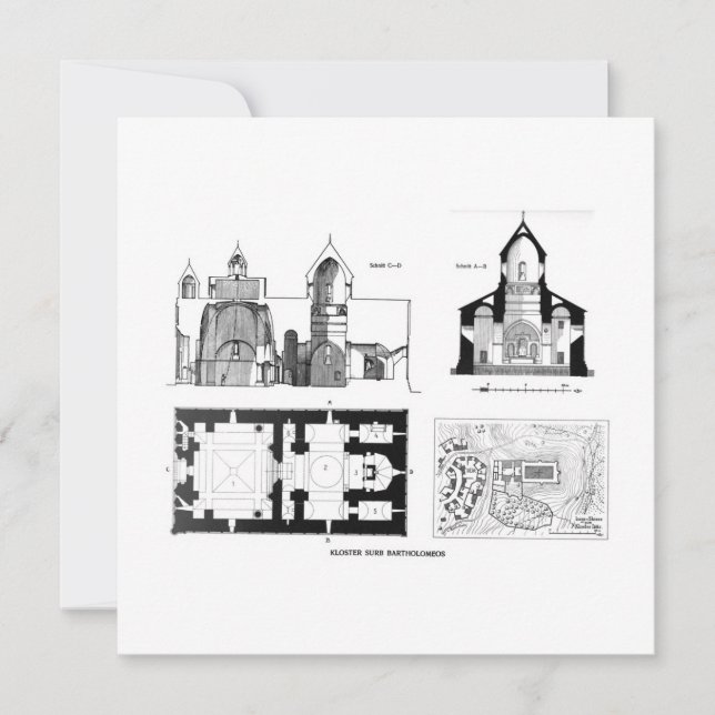 Santo Bartholomew Monastério e plano cruzado (Frente)