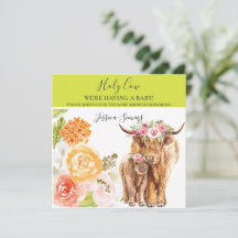 Santo Chá de fraldas Boho Highland Calf Convite