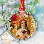 Santo do Ornamento de Lima<br><div class="desc">O Rosa santo de Lima está rodeado por um arranjo de lindas flores coloridas e trabalho de rolagem de ornamentados. Um pano de fundo da broca amarela complementa a elaborada colagem de ilustração.</div>