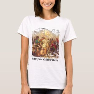 Santo Joana do arco no t-shirt leve das mulheres