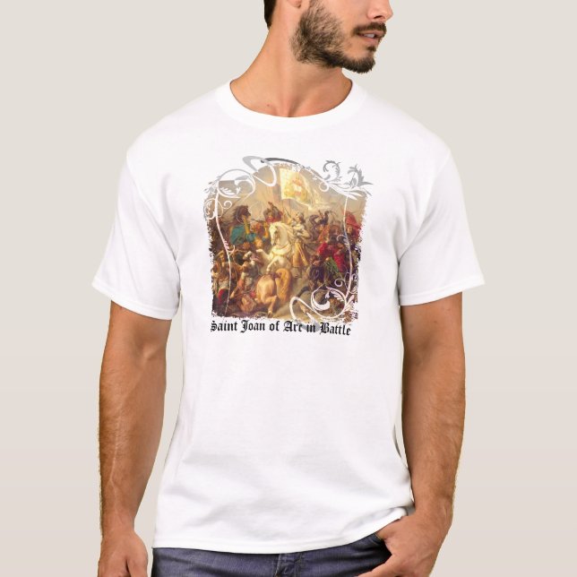 Santo Joana do arco no t-shirt leve dos homens da (Frente)