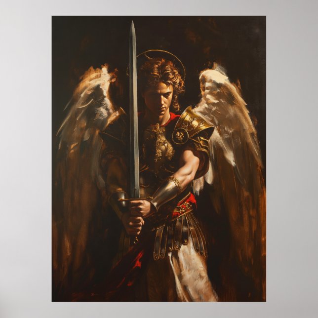 Santo majestoso Michael o Poster Archangel (Frente)