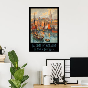 Santo Malo, França, Arte de Poster de Viagem Antig