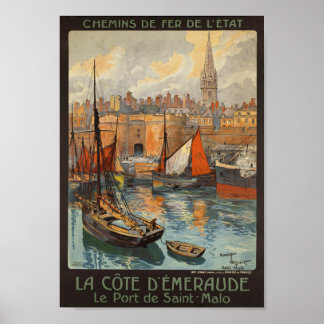 Santo Malo France - Poster de viagens francês Vint