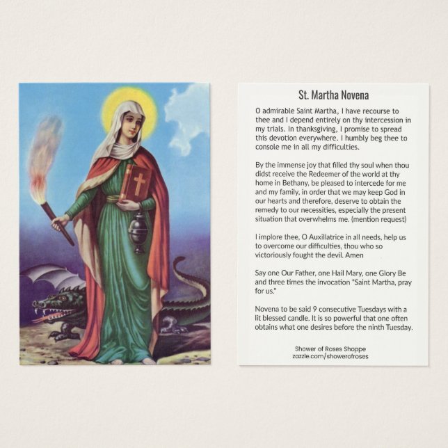 Santo Martha NINE SEMANA CARTÃO HOLY (Frente & Verso)