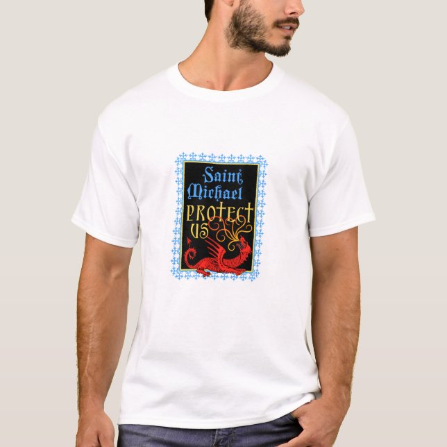Santo Michael Protege-Nos T-Shirt (Frente)