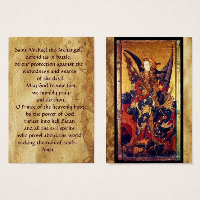 Santo Michael Vanquishing Devil Prayer Card (Frente & Verso)