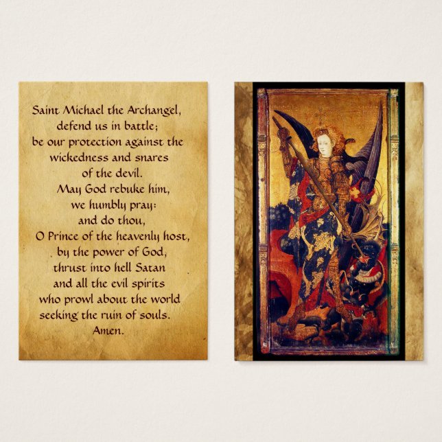 Santo Michael Vanquishing Devil Prayer Card (Frente & Verso)