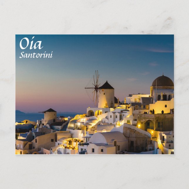 Santorini - A paisagem urbana de Oia no cartão pos (Frente)
