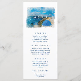 Santorini, cartões de cardápio de Grécia verde