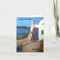 Santorini, Grécia - Cartão de aniversário feliz