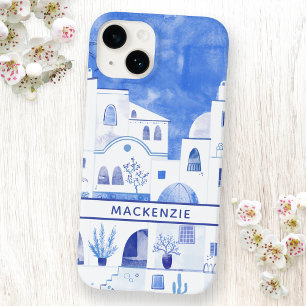 Santorini, ilha grega, aquarela personalizada