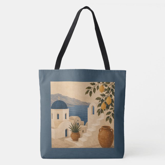 Santorini Lemon Tree Tote Bag (Frente)