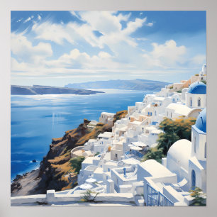 Santorini por Sea Poster