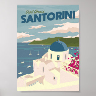 Santorini - Poster de Viagens vintage