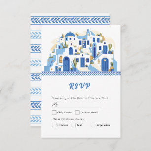 Santorini RSVP Cartões de Casamento Grécia Grego A