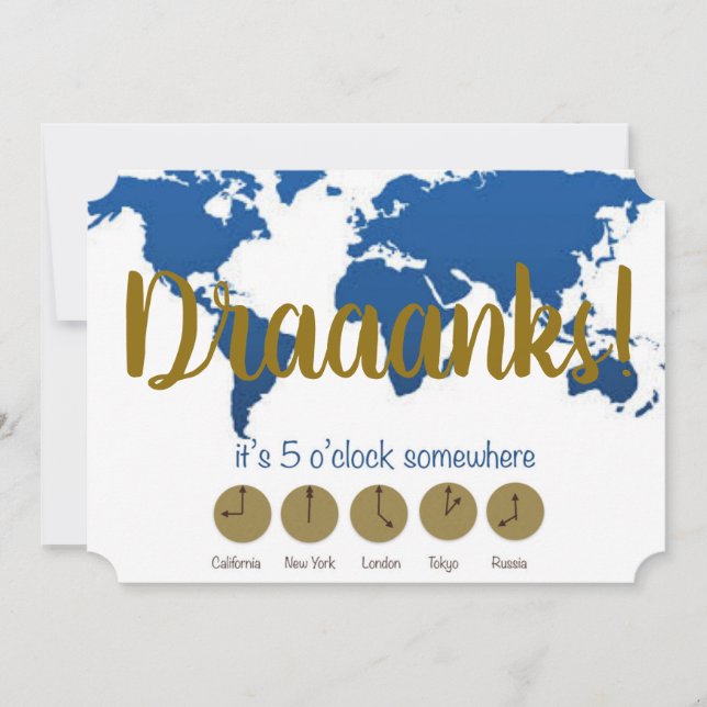 são 5 horas em algum lugar Brunch Convite (Frente)