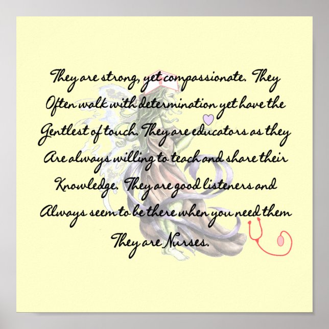 "São Enfermeiras", Poema De Impressão De Arte Canv (Frente)