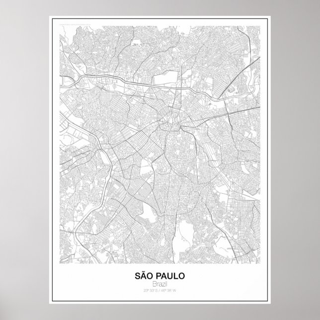 São Paulo, Brazil, Minimalist Map Poster (Style 2) (Frente)