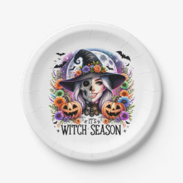 São pratos de papel redondos da temporada das brux